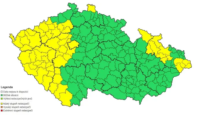 Výstraha před větrem, 1. 1. a 2. 1. 2025